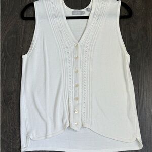 Esprit White Sleeveless V-Neck Blouse